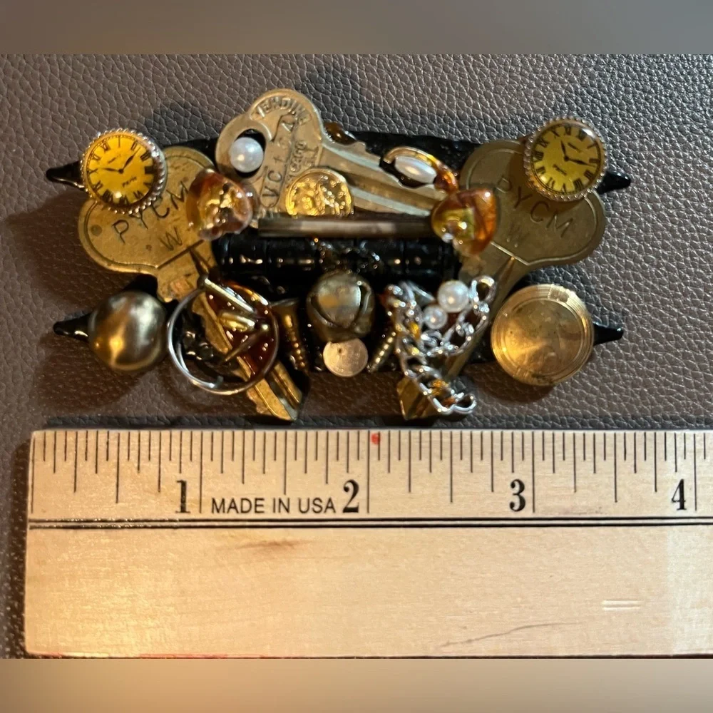 Steampunk Brooch Handmade OOAK Mixed 